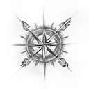 A thunderbolt intertwined with a compass rose tattoo design idea