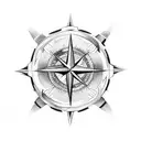 A thunderbolt intertwined with a compass rose tattoo design idea