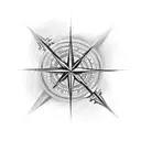 A thunderbolt intertwined with a compass rose tattoo design idea