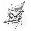 A minimalist black and grey tattoo of an éclair with a lightning bolt design incorporated into the pastry tattoo design idea