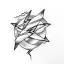 A minimalist black and grey tattoo of an éclair with a lightning bolt design incorporated into the pastry tattoo design idea