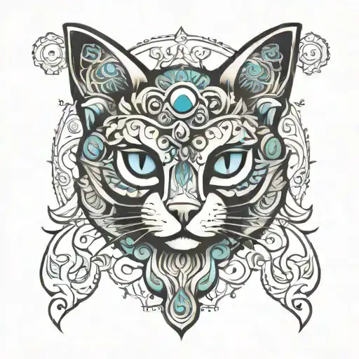 hamsa hand of fatima cat  tattoo design idea