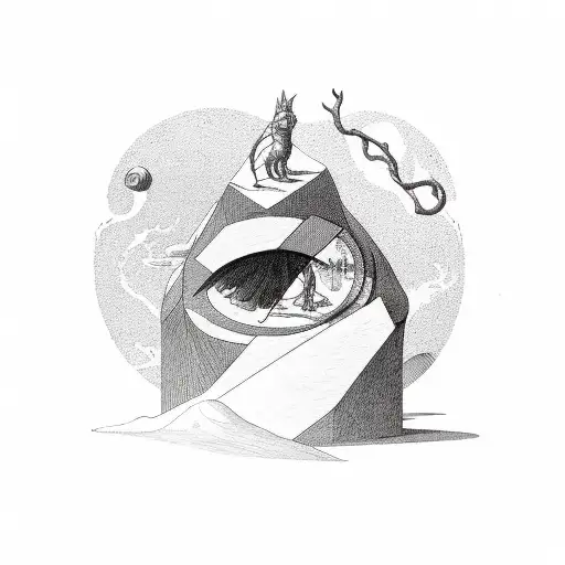 Myth of sisyphus with ouroboros incorporated tattoo design idea