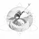 Myth of sisyphus with ouroboros incorporated tattoo design idea