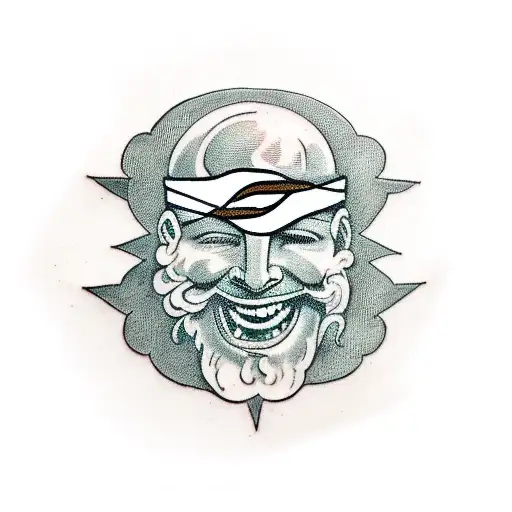 antique head with a blindfold  tattoo design idea