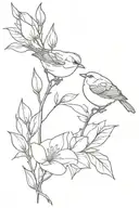lilys and robin bird tattoo design idea