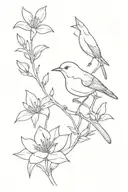 lilys and robin bird tattoo design idea