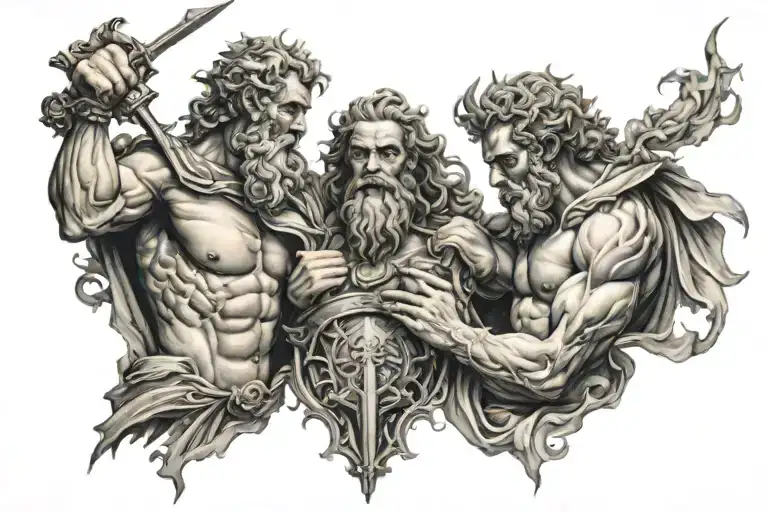 Zeus vs hades chest tattoo tattoo design idea