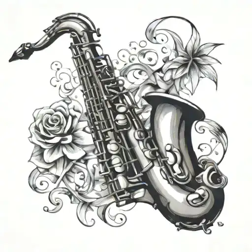 pentagramas - notas musicales - saxophone tattoo design idea