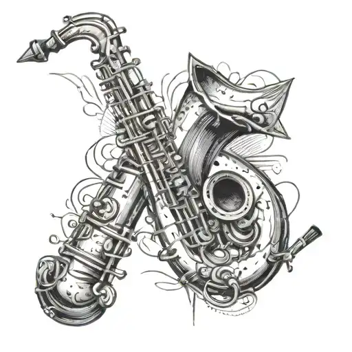 pentagramas - notas musicales - saxophone tattoo design idea