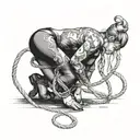 woman bent over tied up with rope tattoo design idea