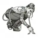woman bent over tied up with rope tattoo design idea
