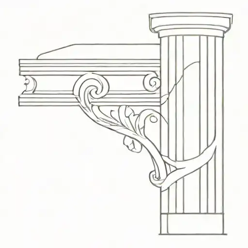 ionic column line drawing tattoo design idea