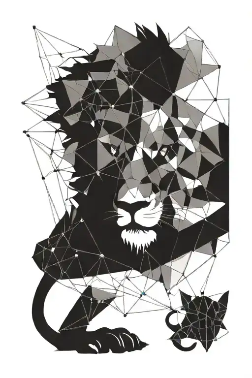 lion atheist antichrist geometric tattoo design idea
