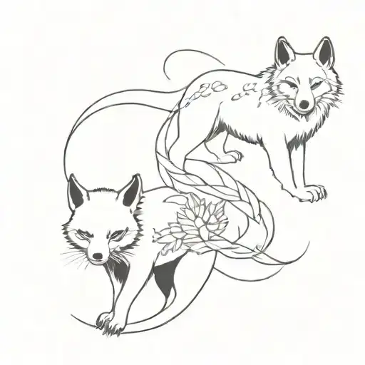 tattoo ideas with a bobcat, panda, wolf, hermit crab, and a dragon in black and white tattoo design idea