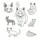tattoo ideas with a bobcat, panda, wolf, hermit crab, and a dragon in black and white tattoo design idea