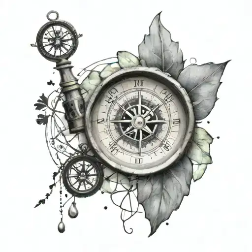 paw print, compass with broken glass, hope for a reunion tattoo design idea