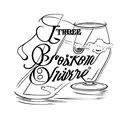 three glasses of liquor with "Bourbon" written on it tattoo design idea