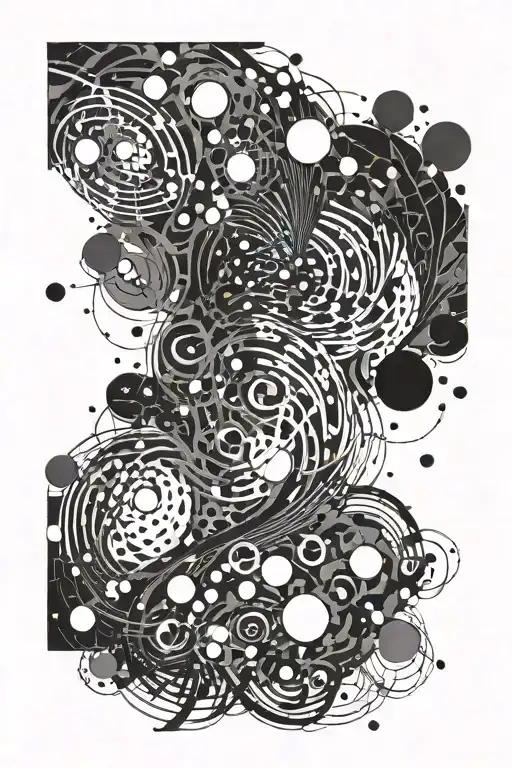 abstract sleeve. splashes, dots, chaotic lines. a lot of black tattoo design idea