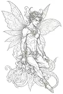  male fairy with wings and pointy ears tattoo design idea