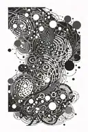 abstract sleeve. splashes, dots, chaotic lines. a lot of black tattoo design idea