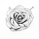 rose with clock tattoo design idea