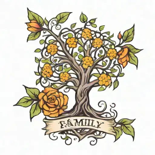 family tree birth date tattoo design idea