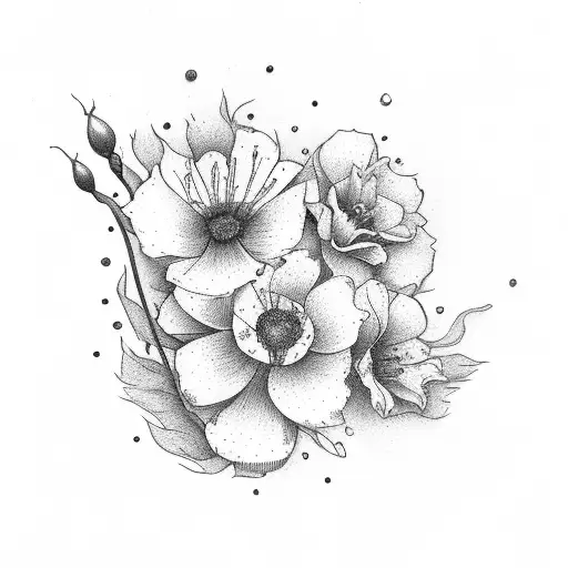 march birth flower, may birth flower, june birth flower, july birth flowet tattoo design idea