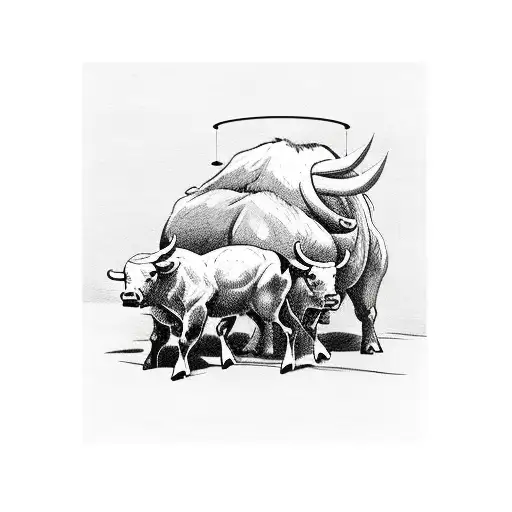 fight between bull and bear, trading, japanese candlesticks, chart, brutal tattoo design idea