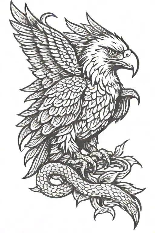 The eagle that holds a Sylor Jerry-style snake in his beak tattoo design idea