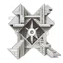 soviet brutalist architecture tattoo design idea