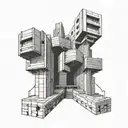 soviet brutalist architecture tattoo design idea
