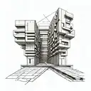 soviet brutalist architecture tattoo design idea