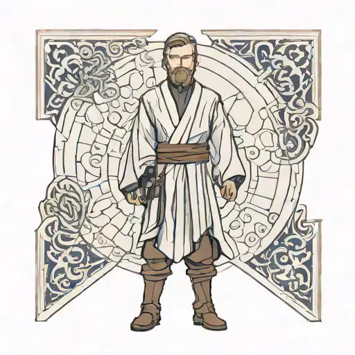 Obi-Wan frame when he stands in front of the opening doors in the star wars the clone wars episode of The Lawless  tattoo design idea