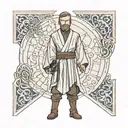 Obi-Wan frame when he stands in front of the opening doors in the star wars the clone wars episode of The Lawless  tattoo design idea