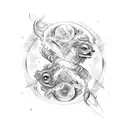 fusion of Aquarius and Gemini tattoo design idea