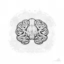 central image of a stylized brain, with intricately detailed neurons extending outward. Surround the brain with elements tattoo design idea