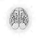 central image of a stylized brain, with intricately detailed neurons extending outward. Surround the brain with elements tattoo design idea