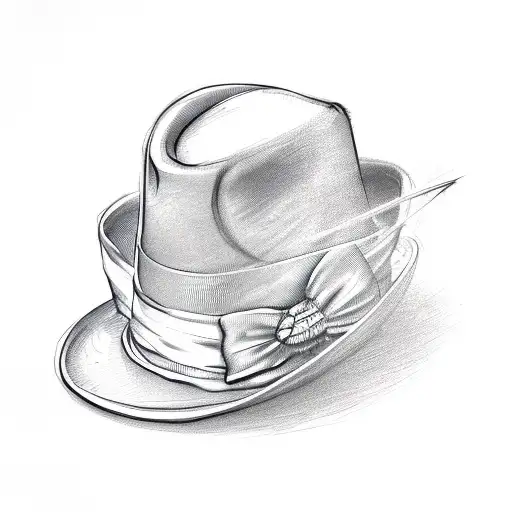 mad hatter hat with the hat ribbon saying we're all mad here  tattoo design idea