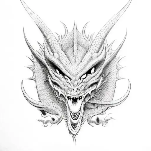 Dragon without hair whole body angry  tattoo design idea
