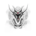 Dragon without hair whole body angry  tattoo design idea