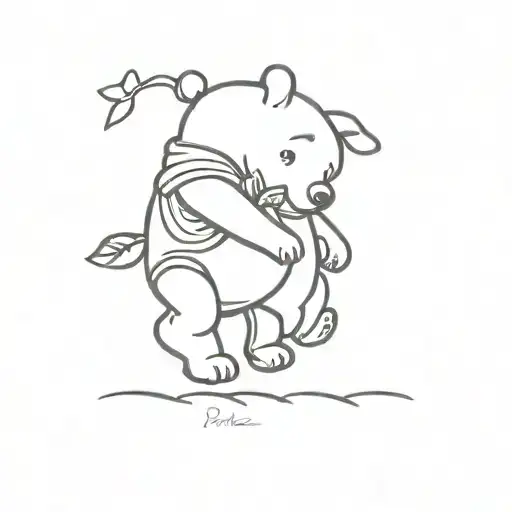 winnie pooh and piglet walking hand in hand tattoo design idea