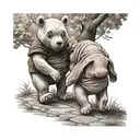 winnie pooh and piglet walking hand in hand tattoo design idea