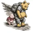winnie pooh and piglet walking hand in hand tattoo design idea