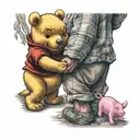 winnie pooh and piglet walking hand in hand tattoo design idea