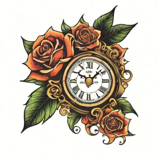 clock with birthday   tattoo design idea