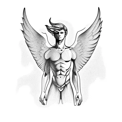 angel tattoo design with new background for chest