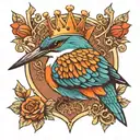 kingfisher with crown  tattoo design idea