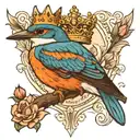 kingfisher with crown  tattoo design idea