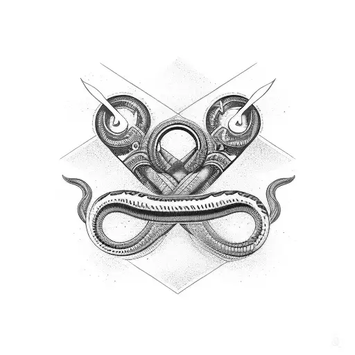 ourobouros circular com serpente marinha tattoo design idea